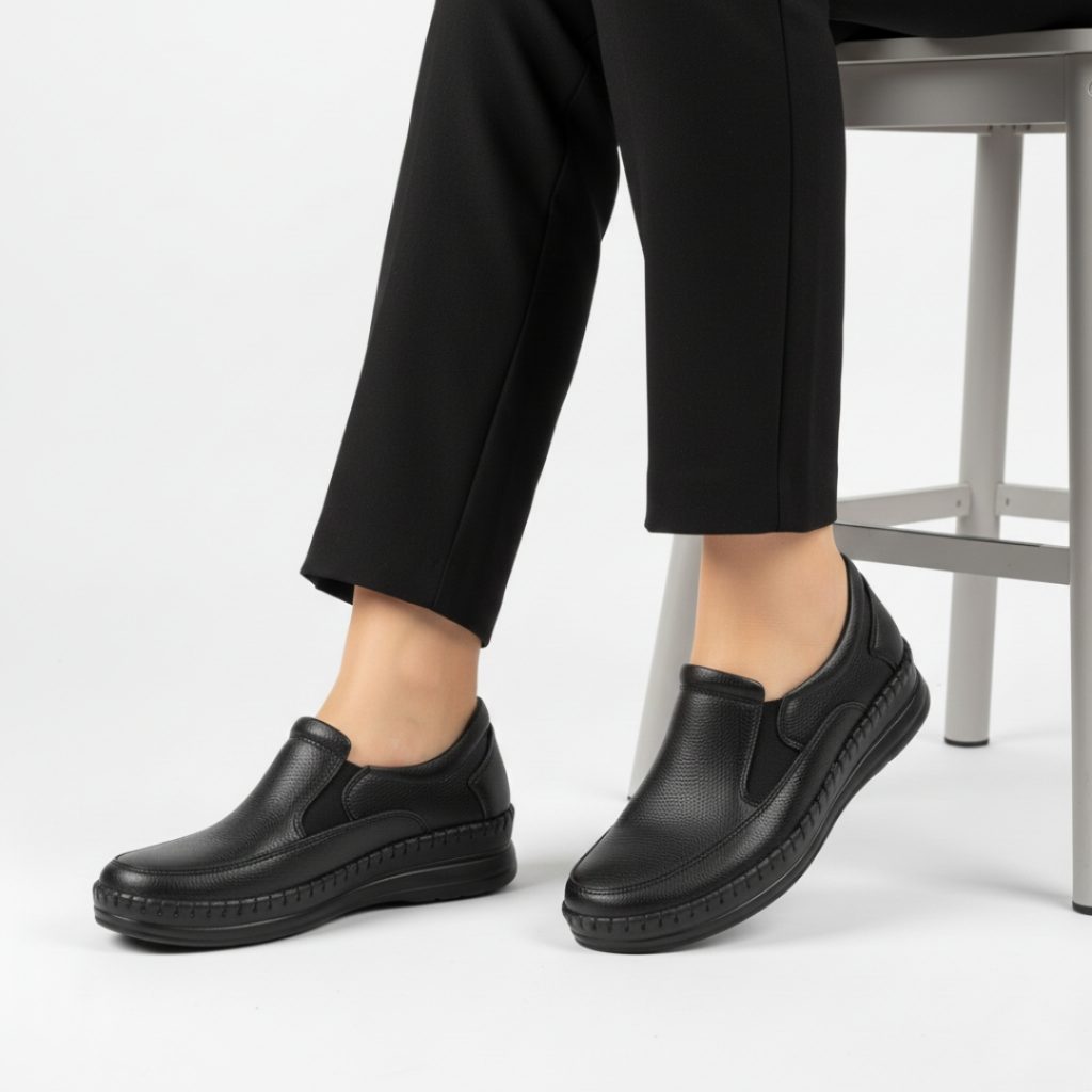 کفش طبی زنانه بدون بند بغل کِشی